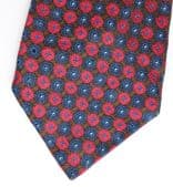 Threadneedle silk tie by Tie Rack made in Italy red brown with blue flowers